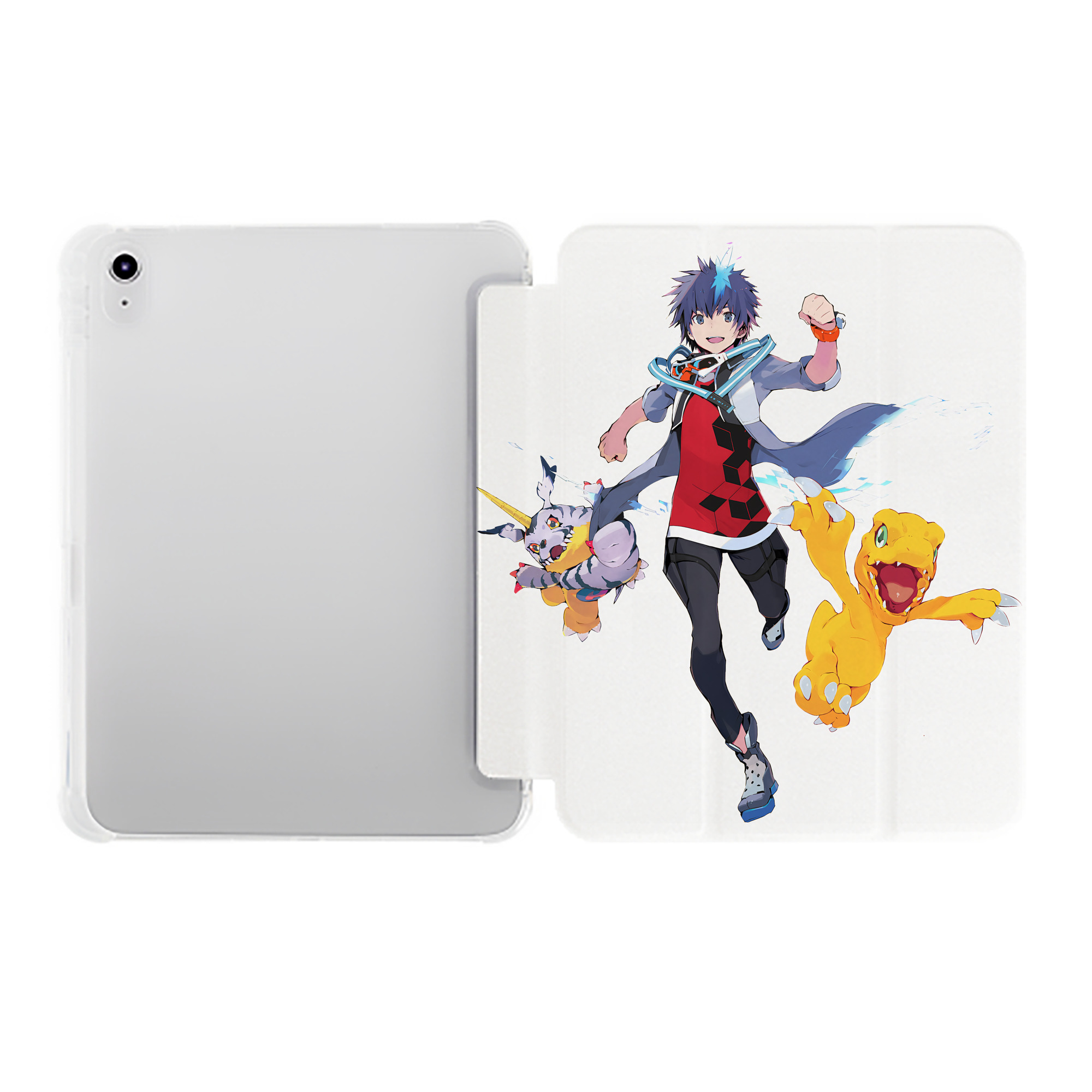 （画像用） Digimon デジタルモンスター/デジモン IPad ケース ペン収納付き 三つ折りスタンド PUレザー×シリコン 対応機種9.5/10.5/10.9インチ